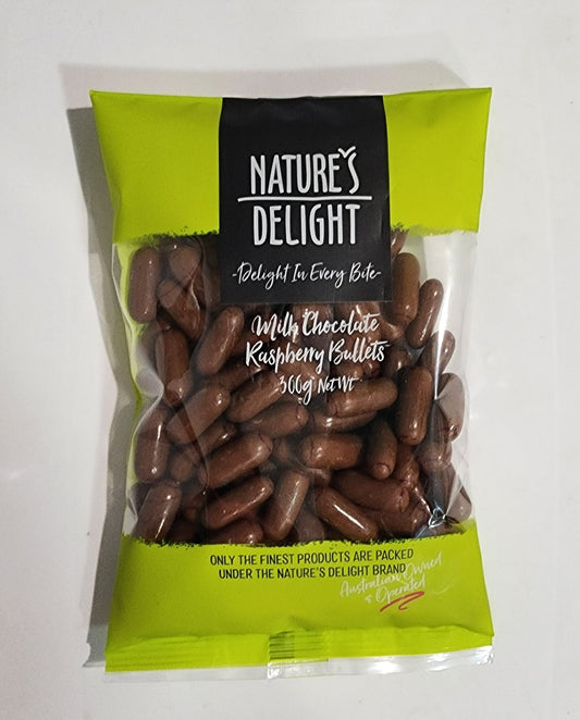 Milk chocolate Raspberry Bullets 300g